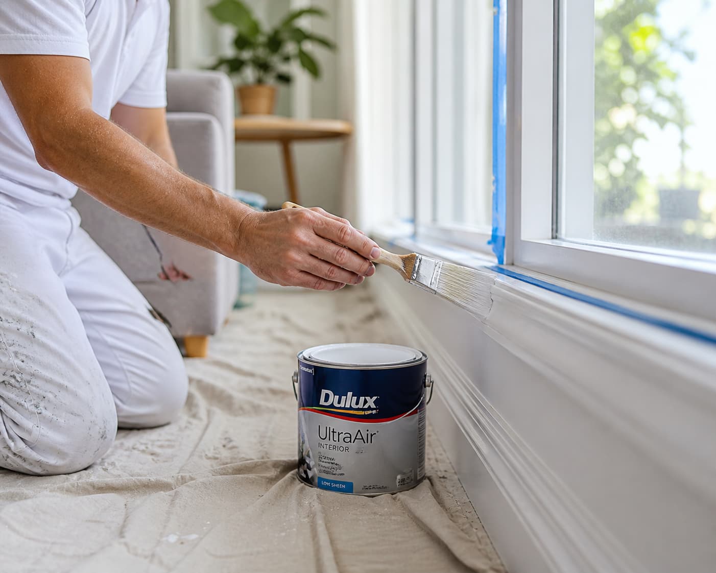 Painting window trim in natural light